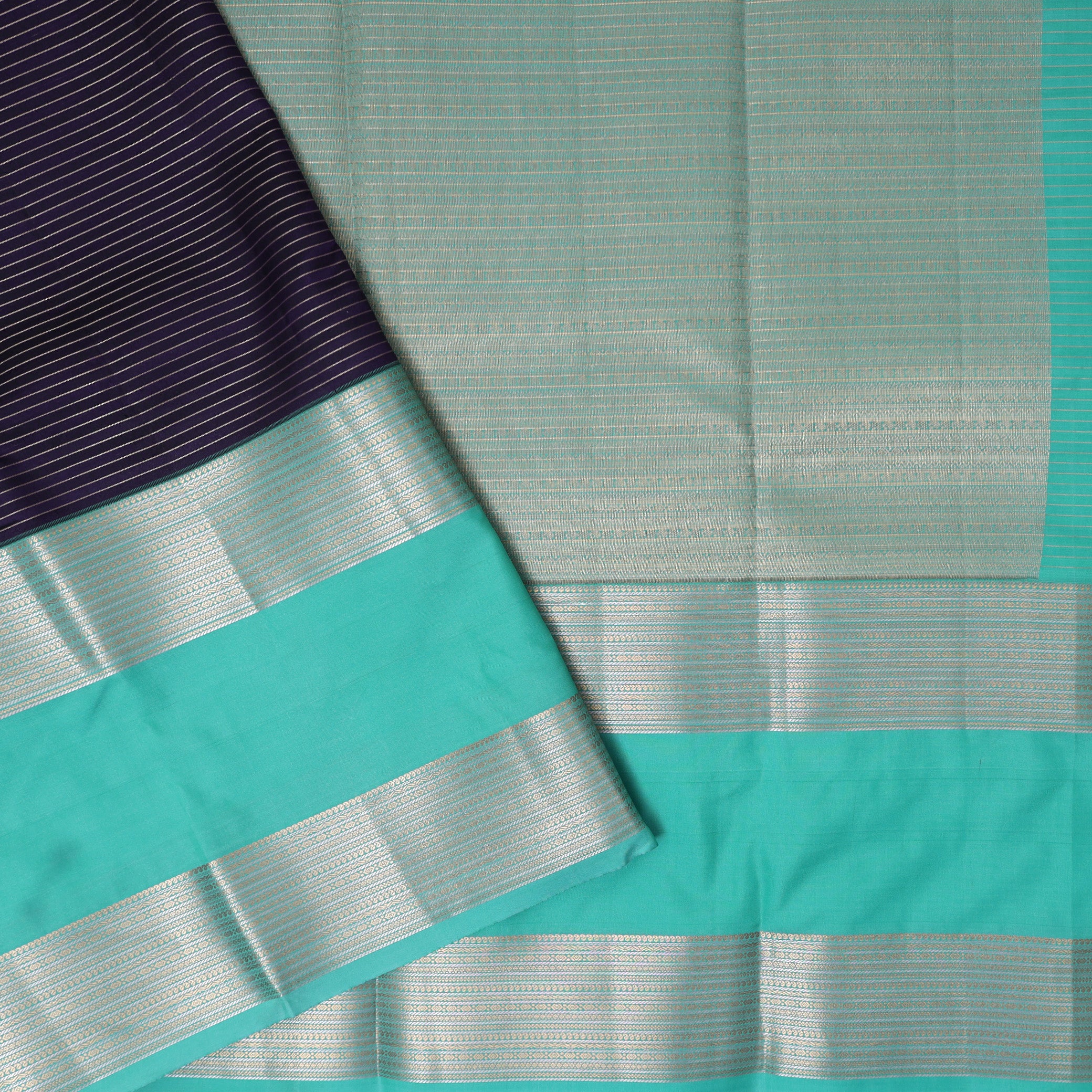 Navy Blue With Sky Blue Gold Zari Yuvana Semi Soft Silk Saree