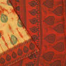 yellow-orange Sungudi Cotton Saree without Blouse