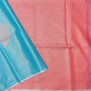 Turquoise blue And pastel pink Tissue Silk Saree