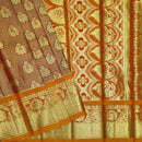 Gold & Deep Red with Shade Orange Border Pure Thirupuvanam Wedding Silk Saree - Thenianantham