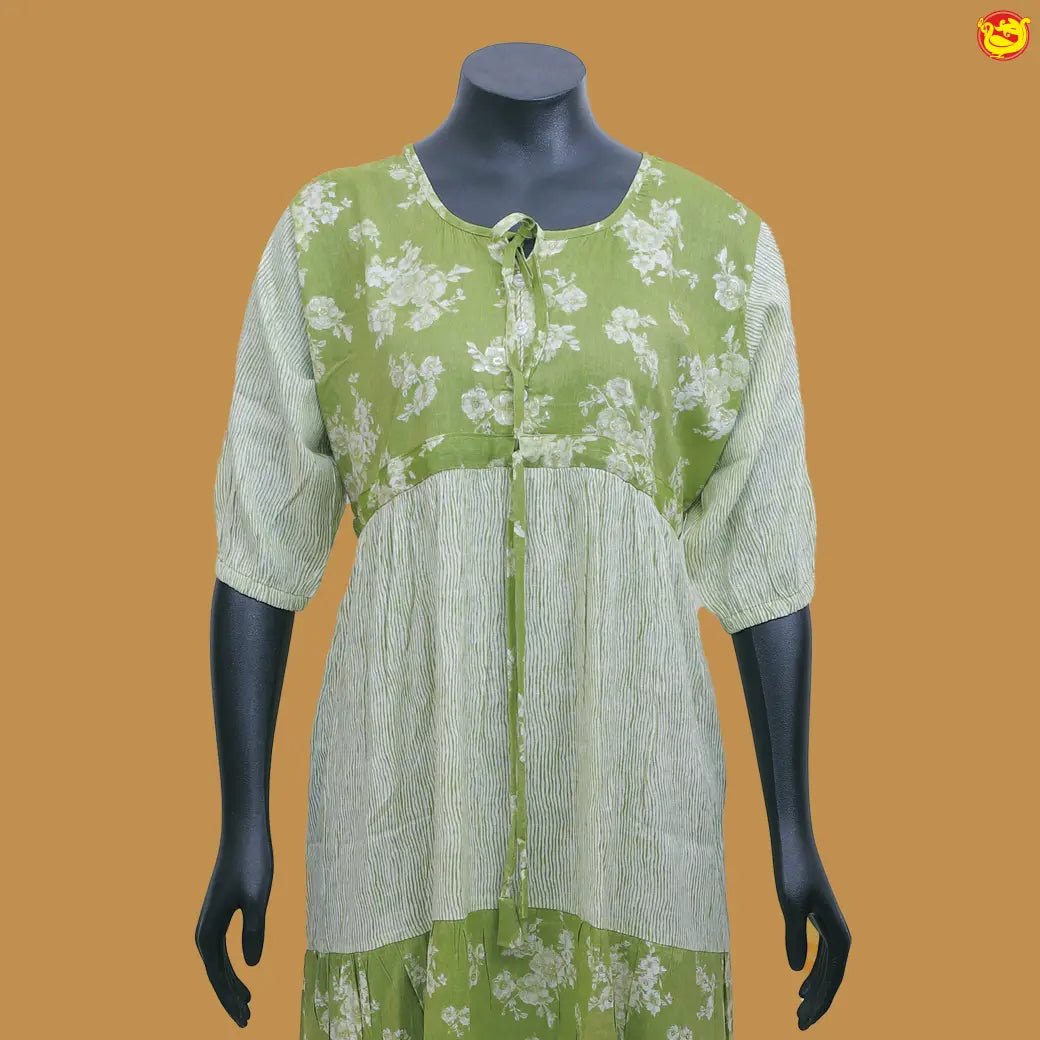 Mint Green with White Women’s Nighty - Thenianantham