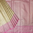 Gold Yellow With Pink  Golden Zari Border Wedding Silk Saree