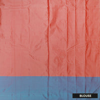 Coral Red with Blue Arani Silk Saree
