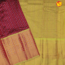 Maroon with green pure Dupion silk saree with small buttis