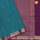 Peacock blue with dark purple soft silk saree with small border