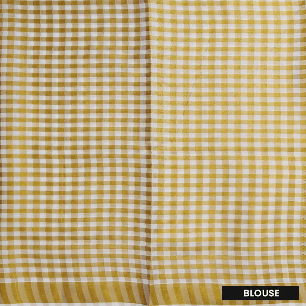 Southloom Exclusive Onam Kerala Traditional Fancy Border  Big Checked Cotton Saree (Matching Plain Blouse Included)