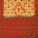 yellow-orange Sungudi Cotton Saree without Blouse