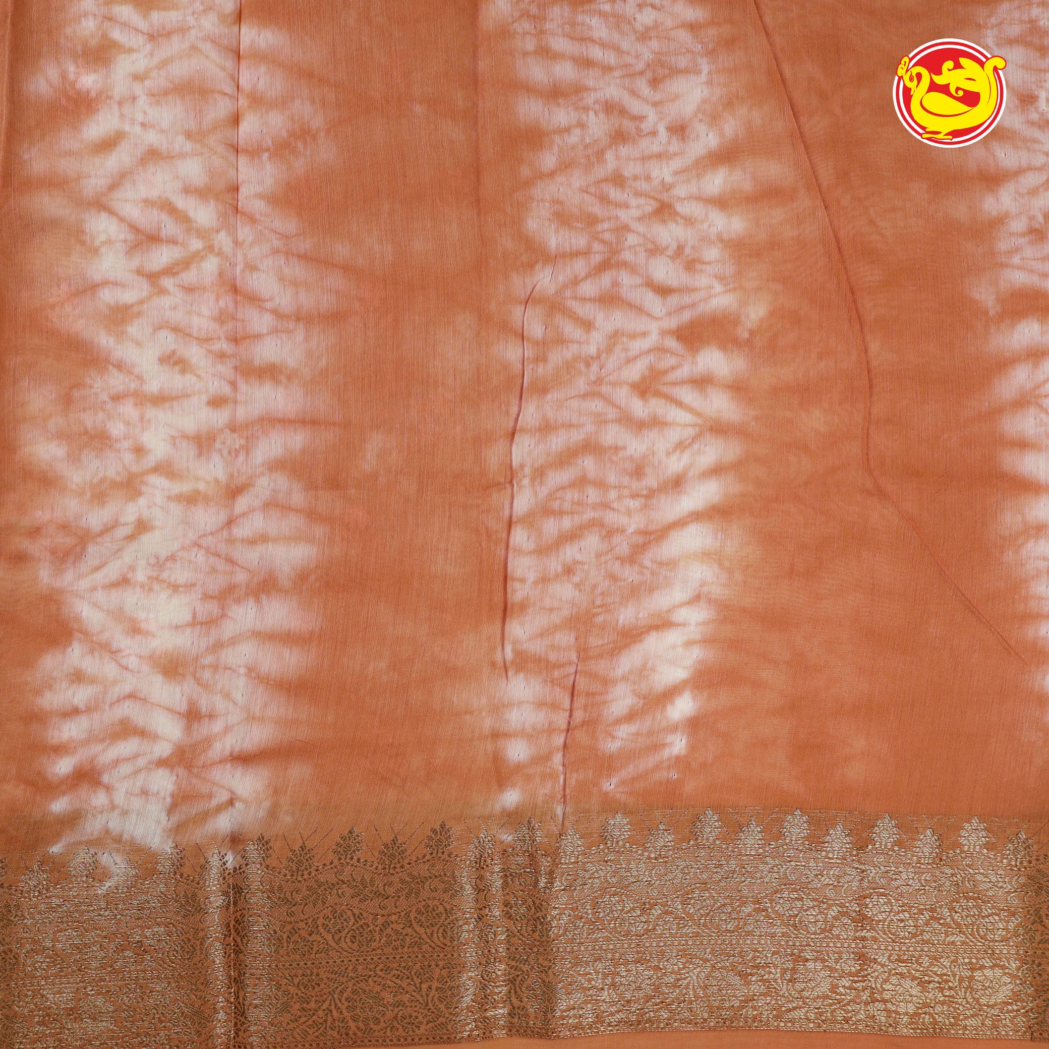 orange chanderi saree with shibori prints