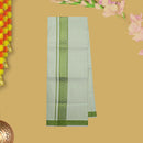 Light Green  Traditional Ethnic wear Cotton Readymade Shirt and Singel  Border Dhoti Set For Men