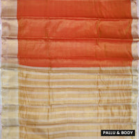 Burnt Orange with Gold Tissue Semi Silk Saree