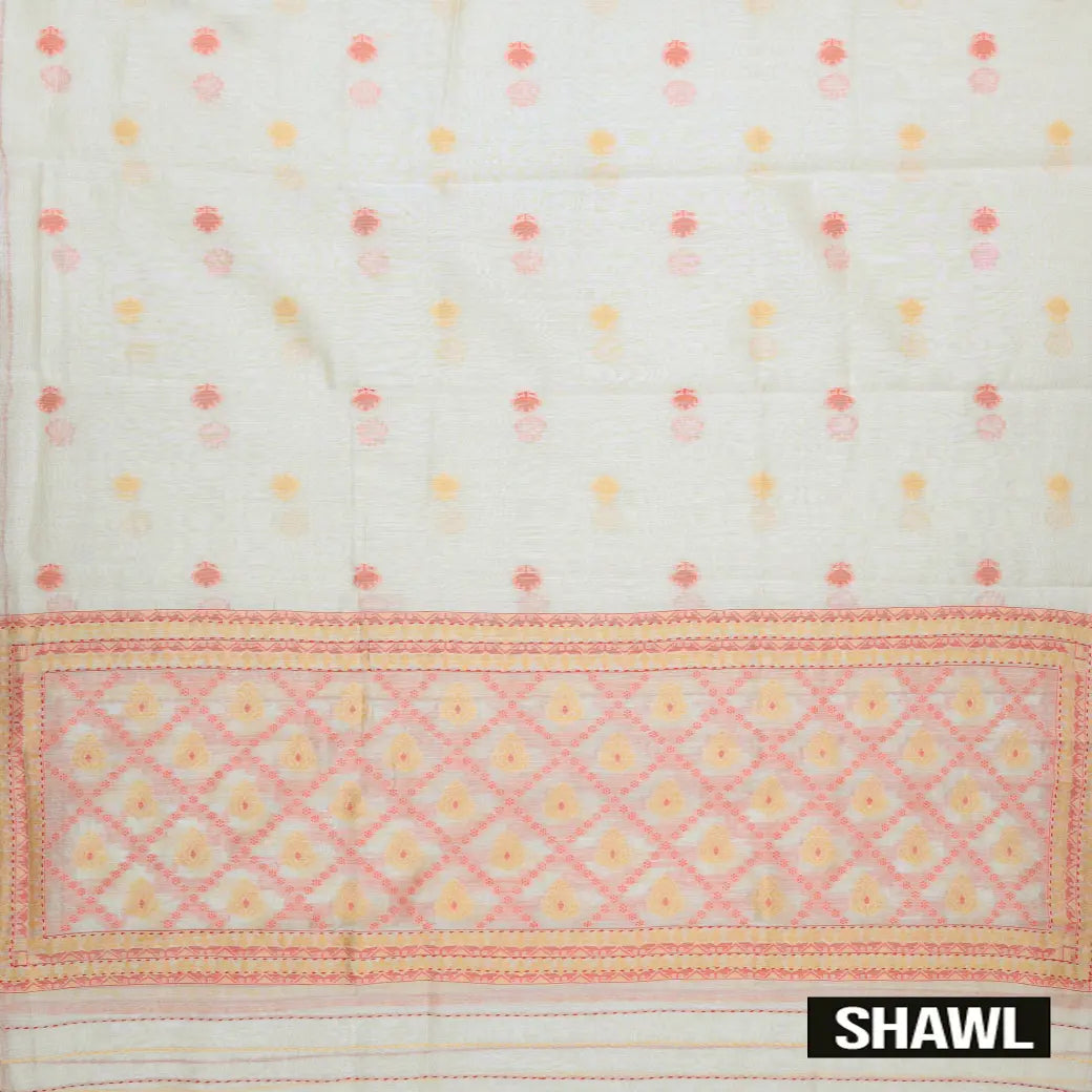 Cream with Rich Red Ladies Cotton Chudithar Set Material