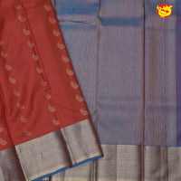 Brick orange with grey border soft silk saree