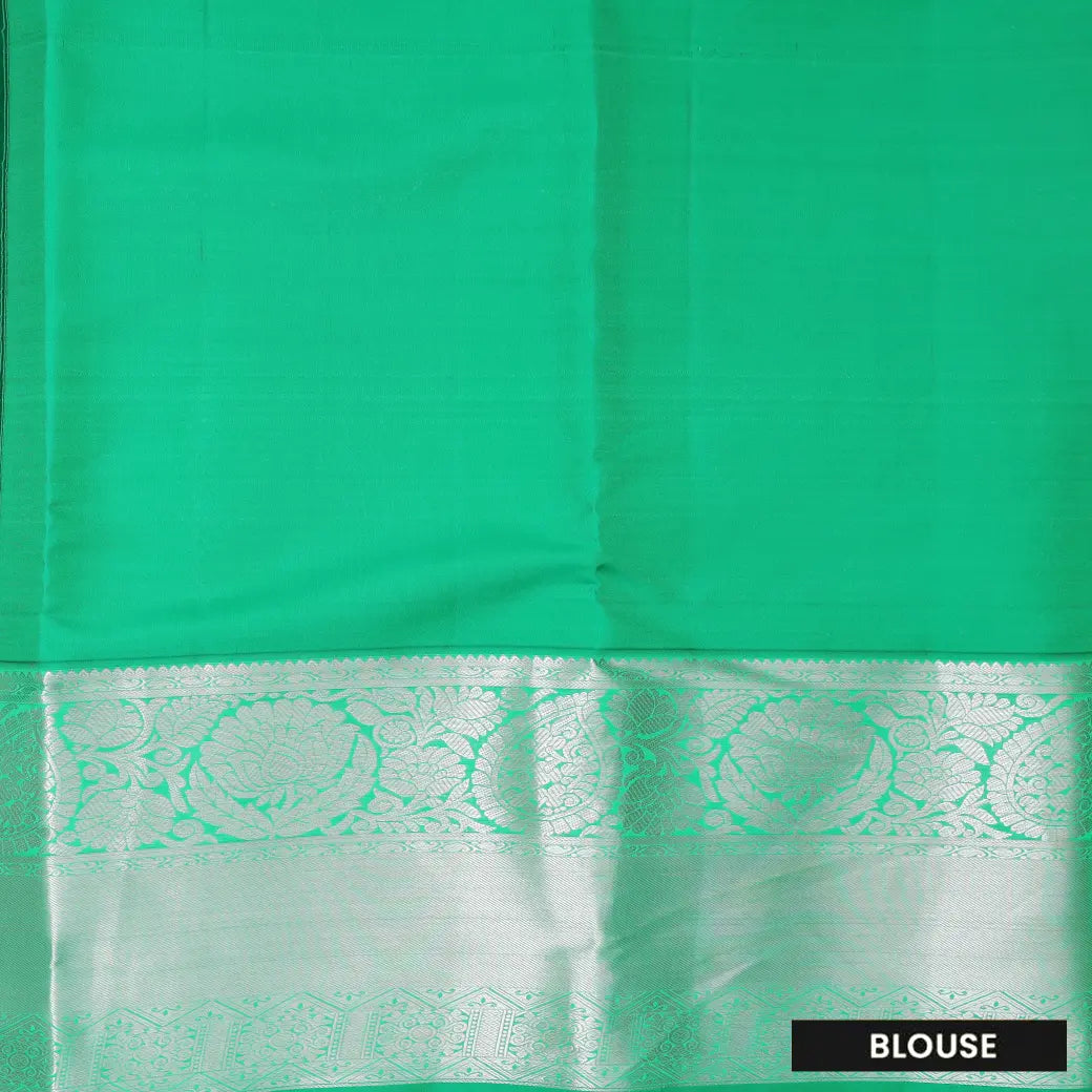 Light Pink with Mint Green Traditional Floral Pattern in Gold Zari Border Wedding Silk Saree