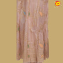 Olive Green Peach Girls Branded Readymade Pattu Pavadai Set