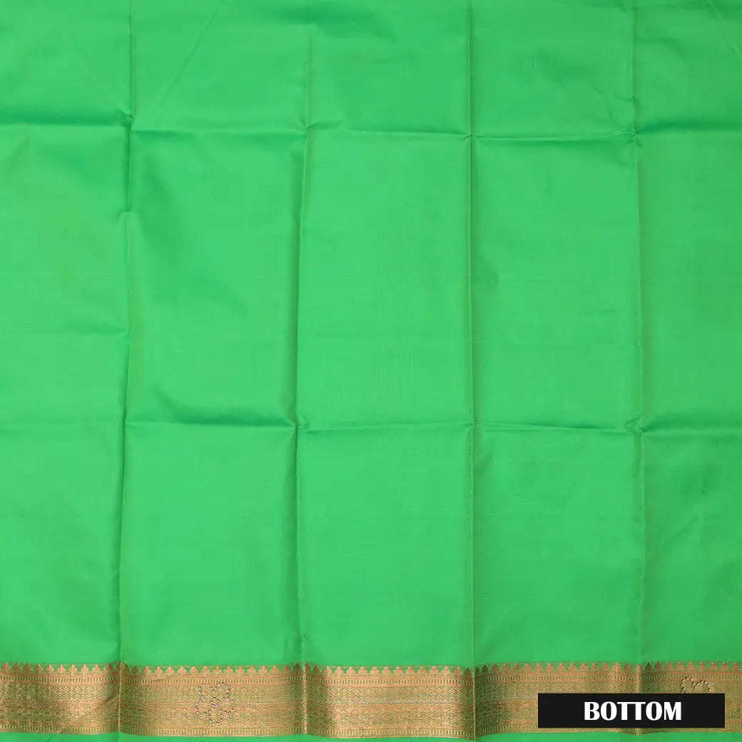 Parrot Green Colour Floral Design Traditional  Pattu Pavadai Material
