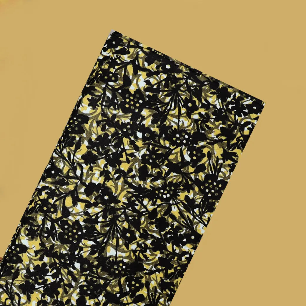 Black with Yellow flower design Cotton Printed Lungi
