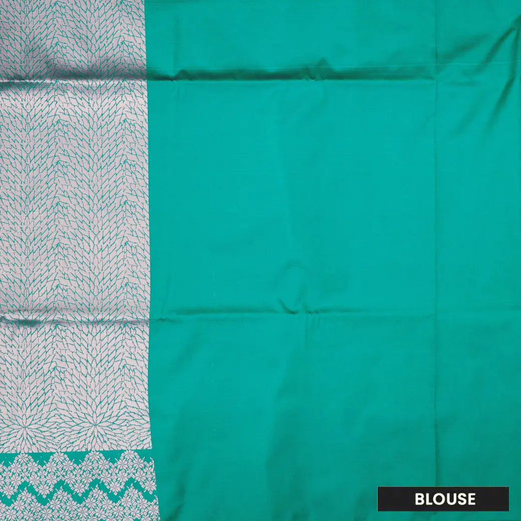 Coral Pink With Aqua Green Soft silk