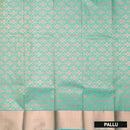 Vibrant Green with Blue Embossed Silk Saree
