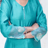 Anicham-Turquoise blue Ladies Branded Co-ord-set Readymade