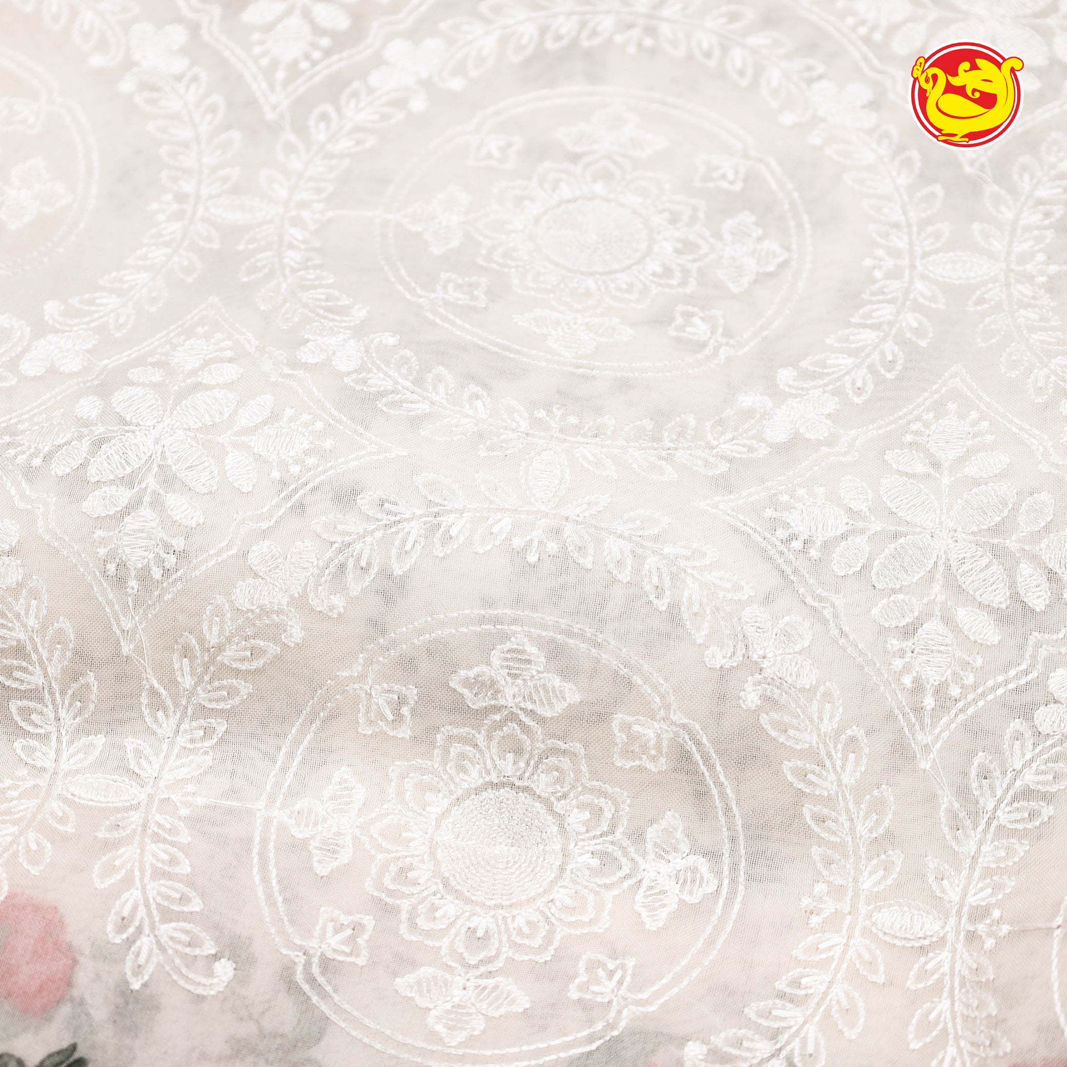 White pure organza saree with digital prints