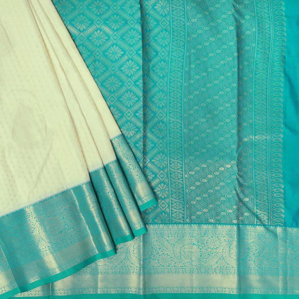 Off white with Blue Vairasoosi Soft Silk Saree