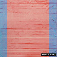 Coral Red with Blue Arani Silk Saree