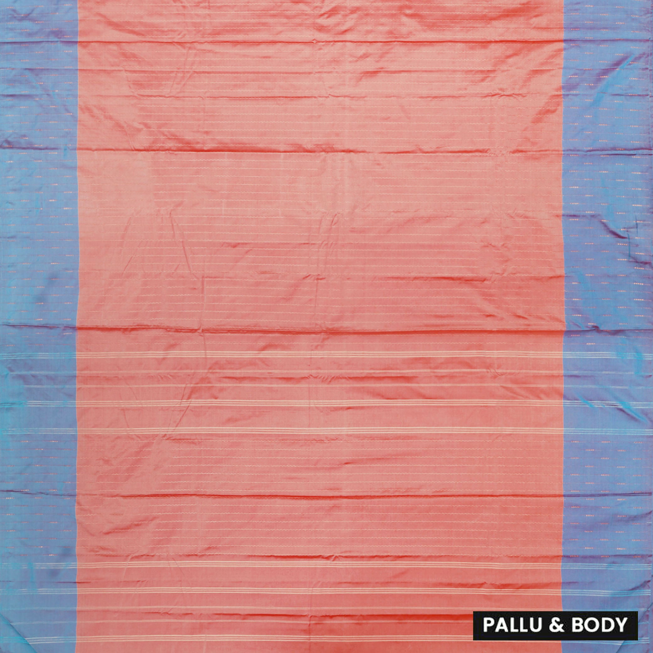 Coral Red with Blue Arani Silk Saree