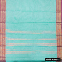 Teal  Blue With Rose Pink  Pure Chettinad Cotton  Saree without Blouse
