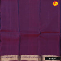 Peacock blue with dark purple soft silk saree with small border