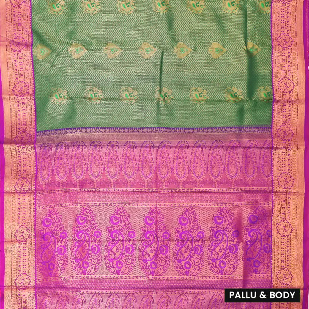 Green with Purple Art Silk Saree