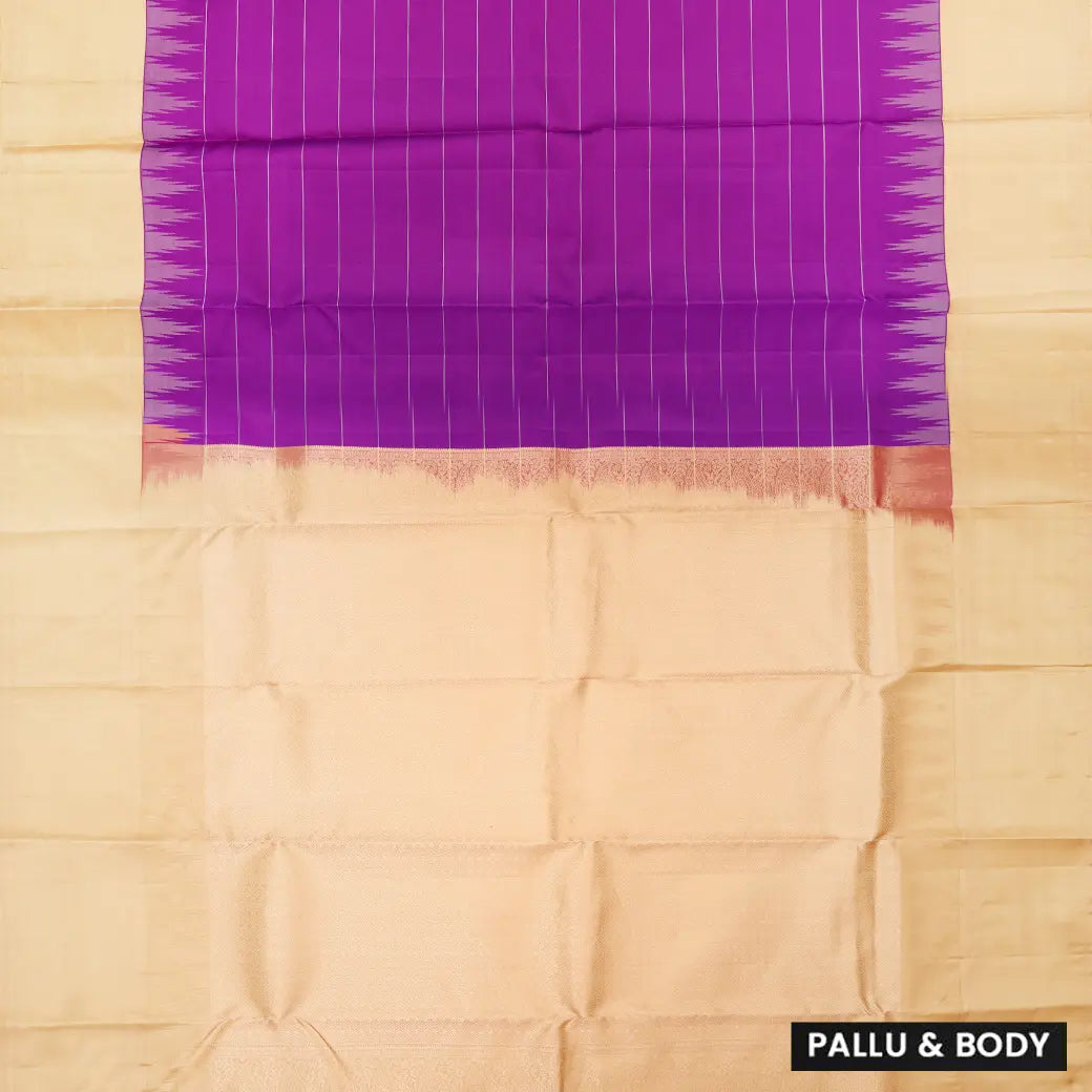 Purple with Sandal hamsam silk saree