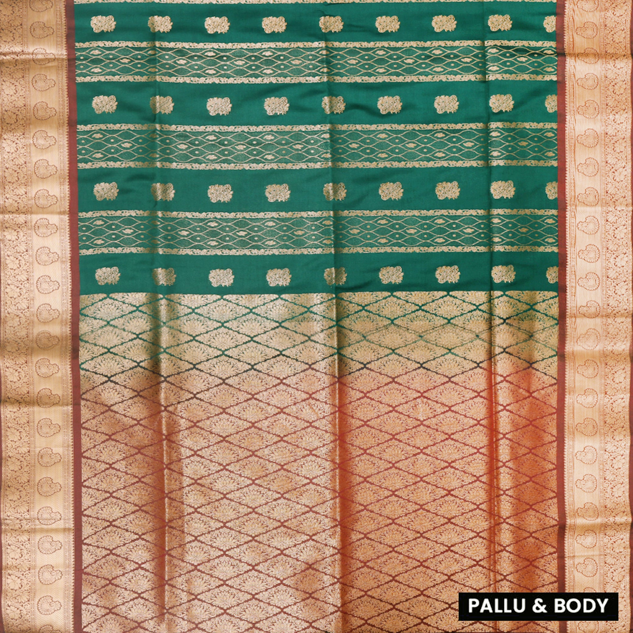 Dark Green with Red Soft Silk Saree
