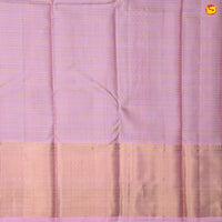 Chocolate Brown With Pastel Pink Gold And Silver Floral Buttas Checked Motifs and Stripes Border Gold Zari Yuvana Pure Soft Silk Saree - Thenianantham