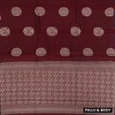 Deep Reddish-Maroon With Sandal Zari  Silk Cotton Saree