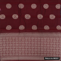 Deep Reddish-Maroon With Sandal Zari  Silk Cotton Saree