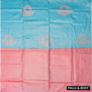 Turquoise blue And pastel pink Tissue Silk Saree