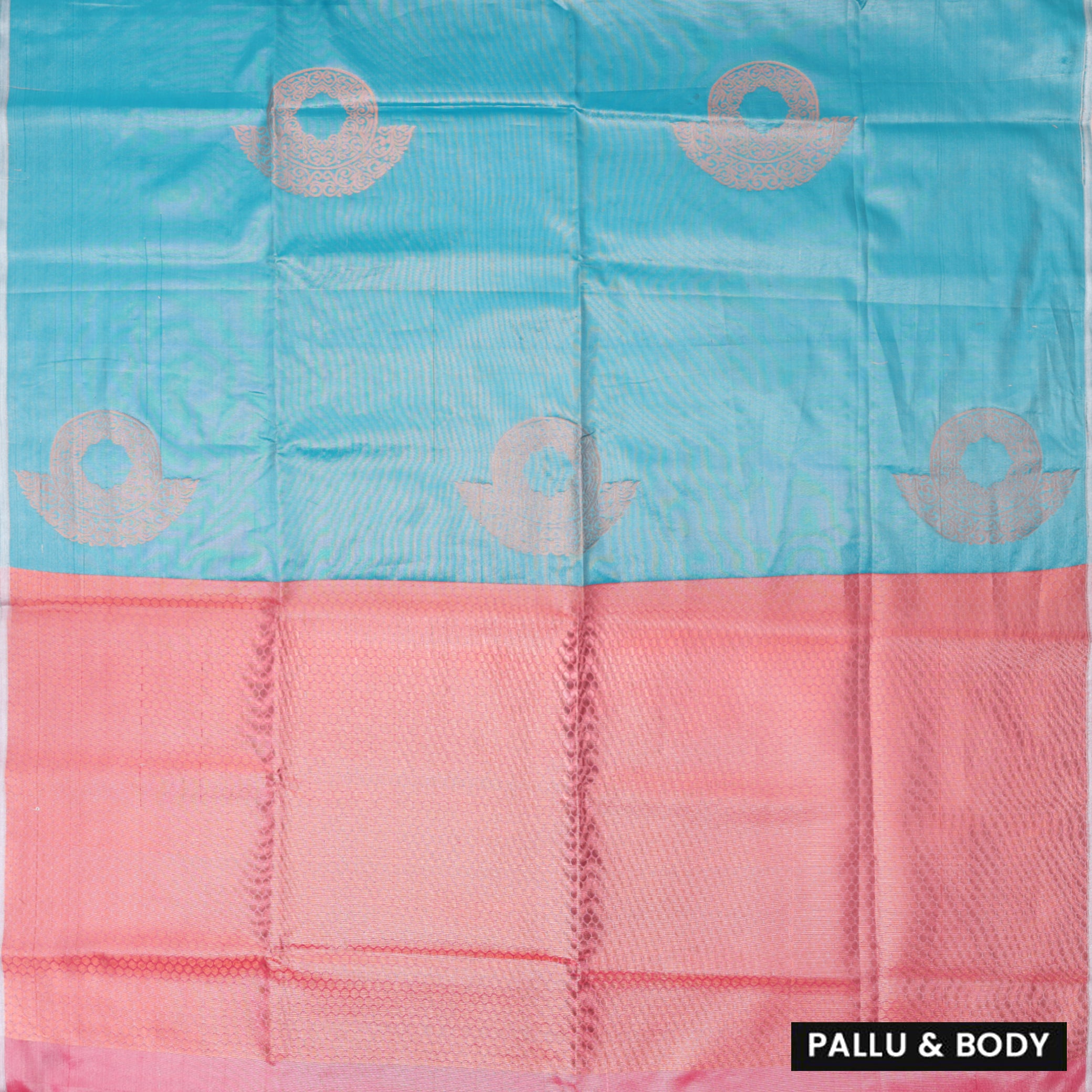 Turquoise blue And pastel pink Tissue Silk Saree