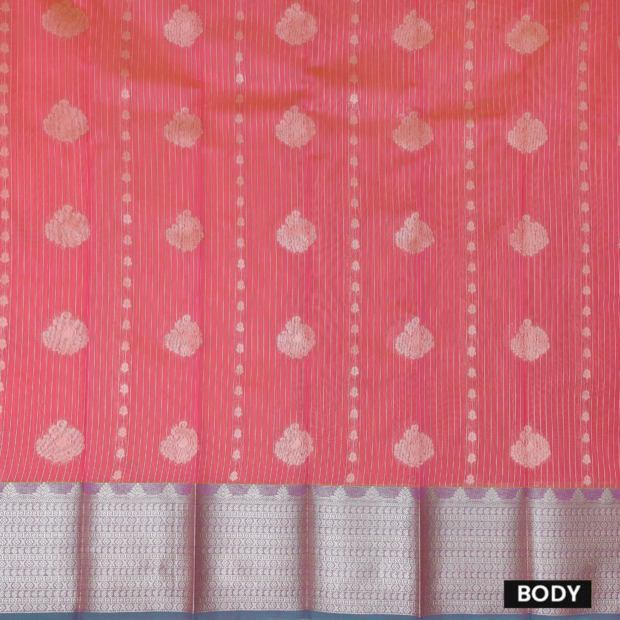 Rose Pink With Green Silk Cotton Saree