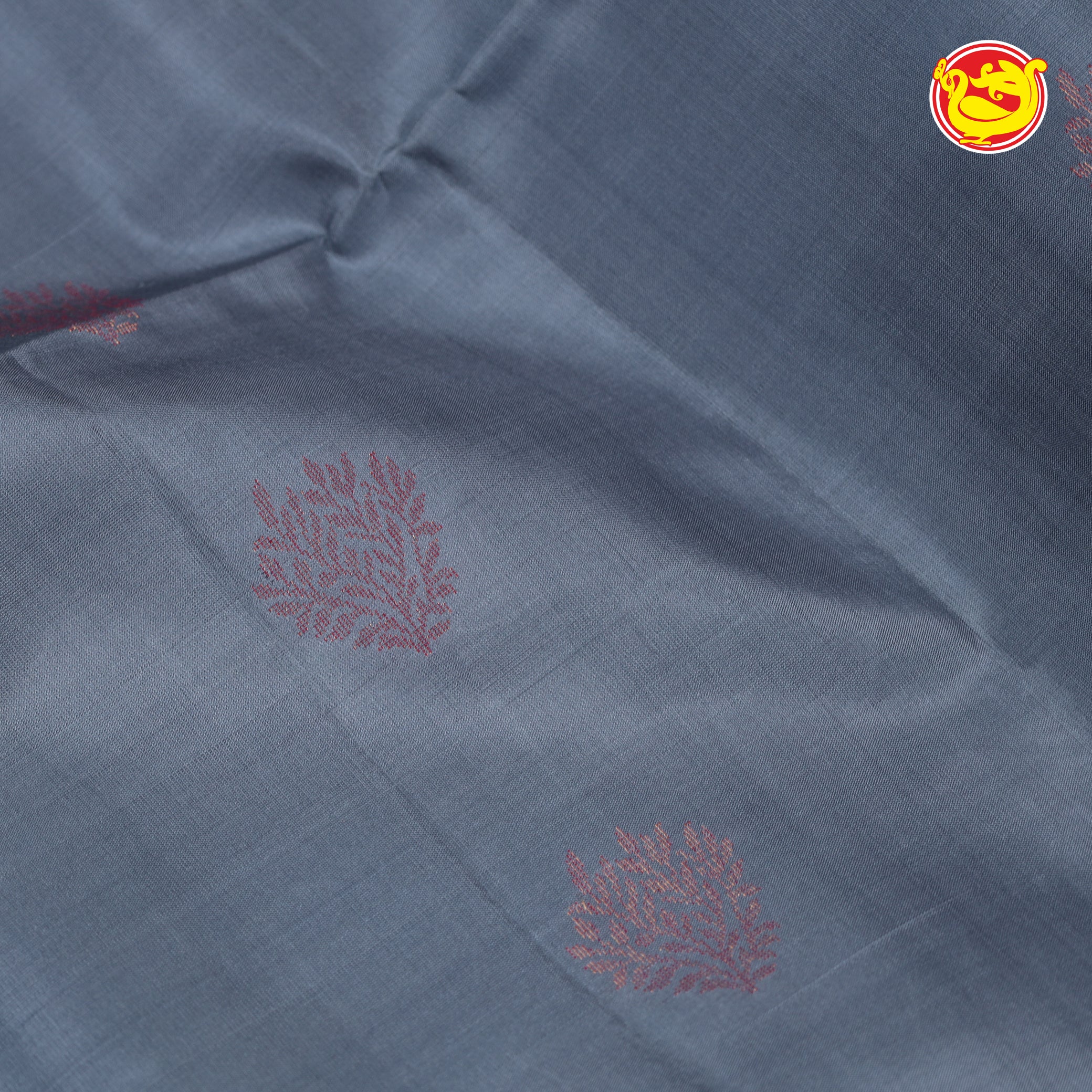 Grey with sky blue ikat soft silk saree