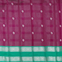 Magenta With Green Checked Silk Cotton Saree