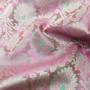 Light Pink with Mint Green Traditional Floral Pattern in Gold Zari Border Wedding Silk Saree