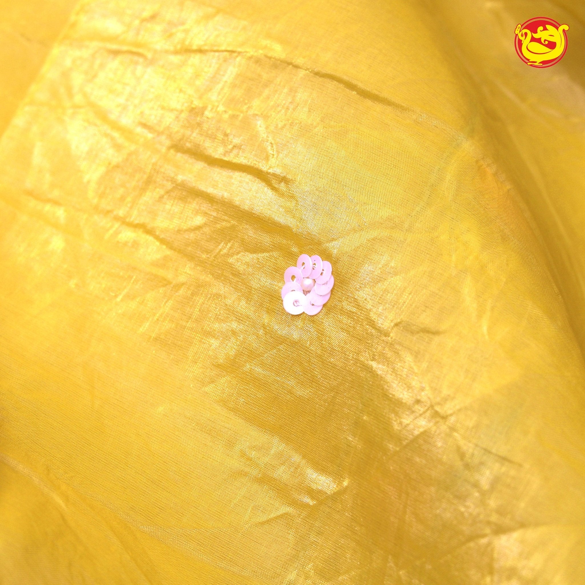 Mustard Yellow Shimmer Saree In Sequins With Beads And Stones On The Pallu Border - Thenianantham