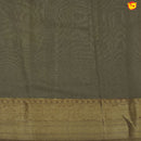 Unique Dark Brown Chanderi Silk Saree with Floral Motifs and Gold Zari Border - Thenianantham