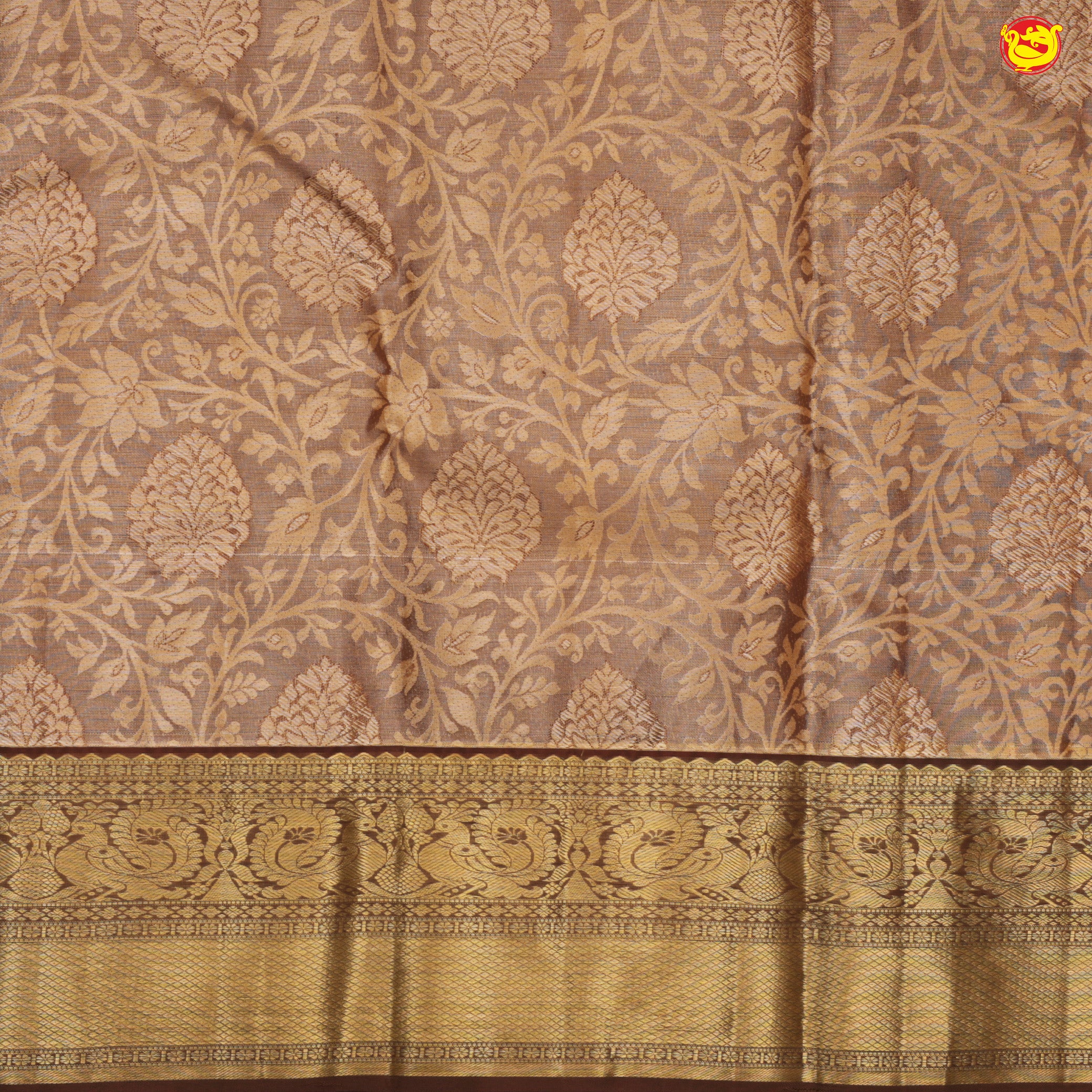 Copper colour pure Kanchipuram silk saree