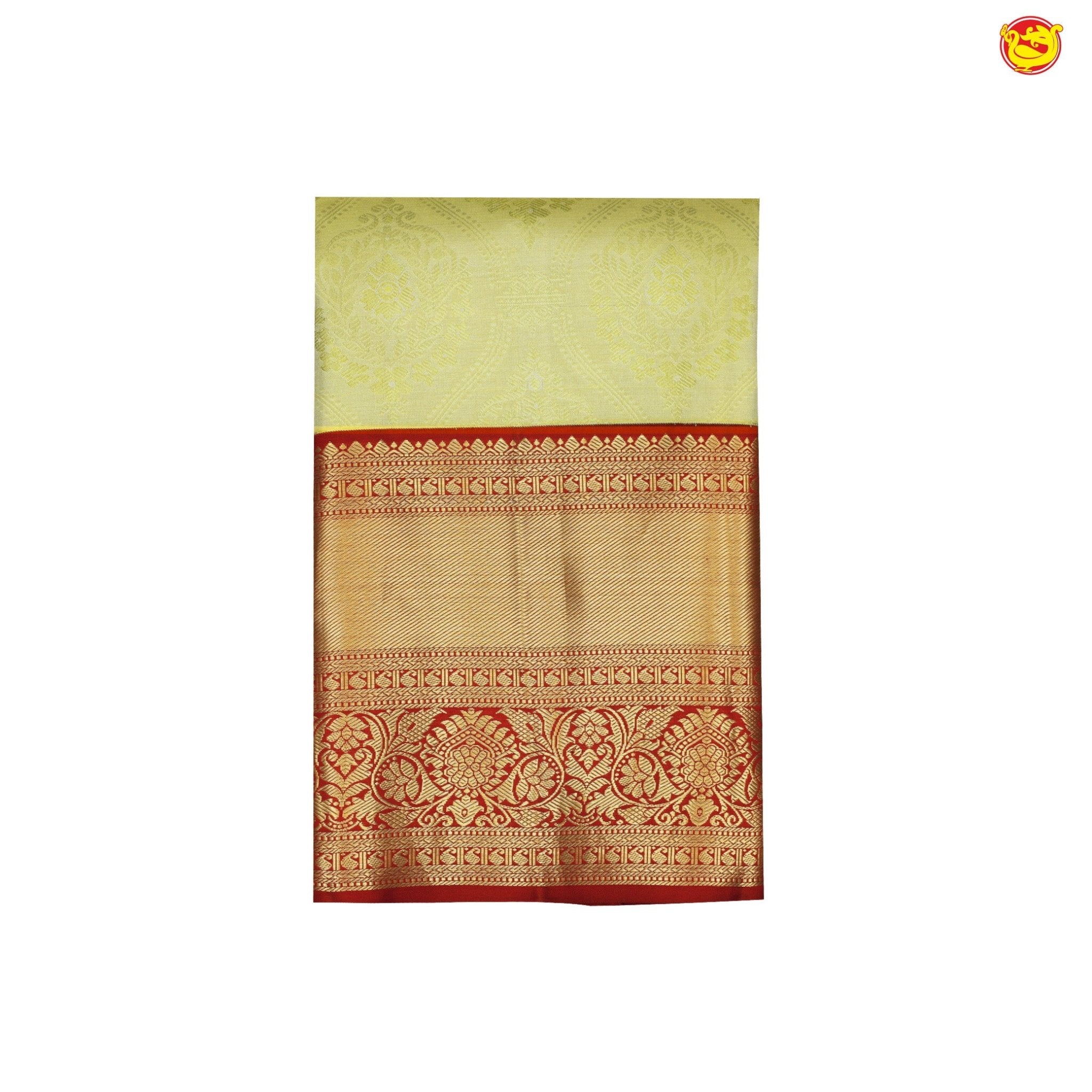 Cream with red wedding silk saree