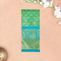 Parrot Green with Sky Blue Border Pure Thirupuvanam Wedding silk saree - Thenianantham