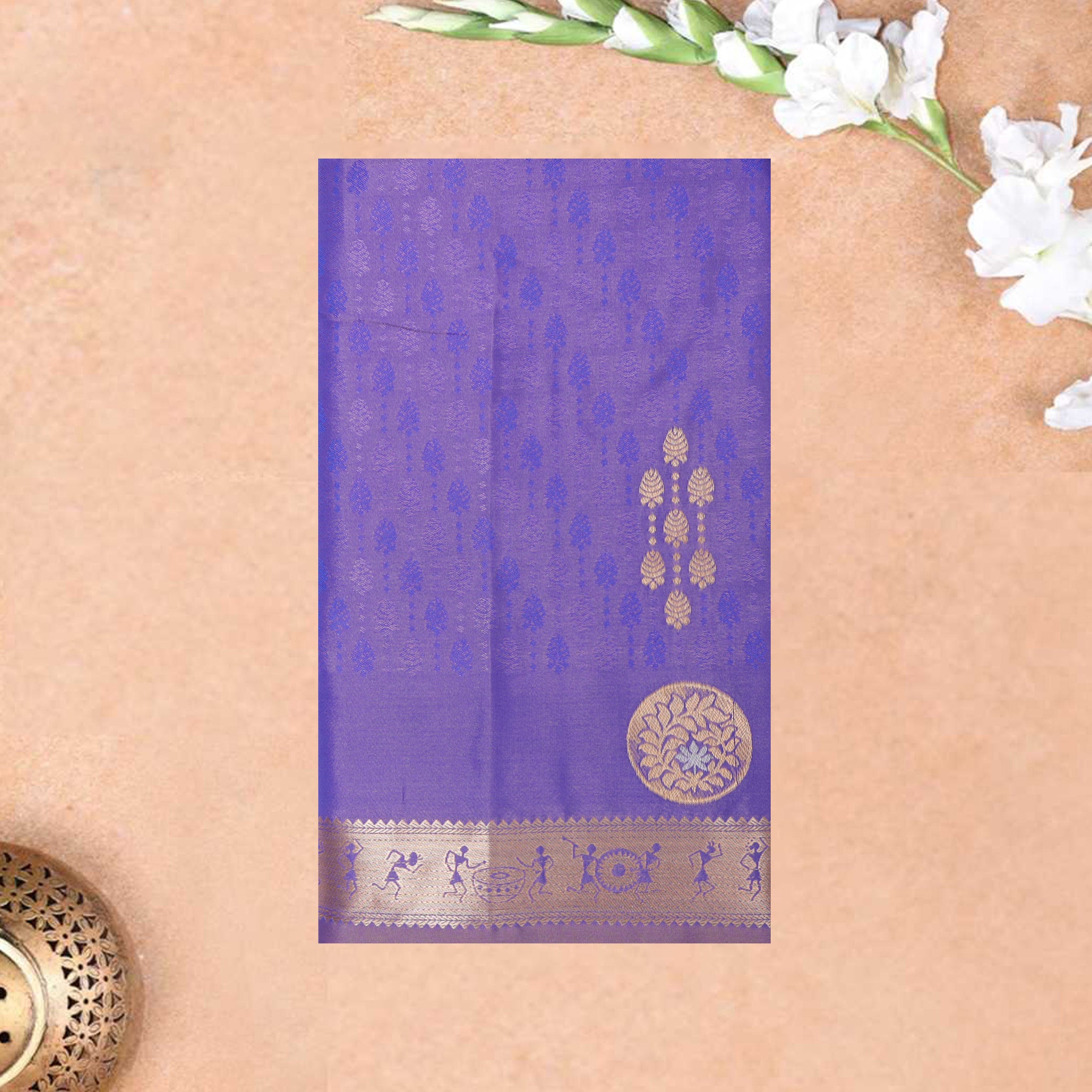 Purple with Hot Pink Soft Silk Saree