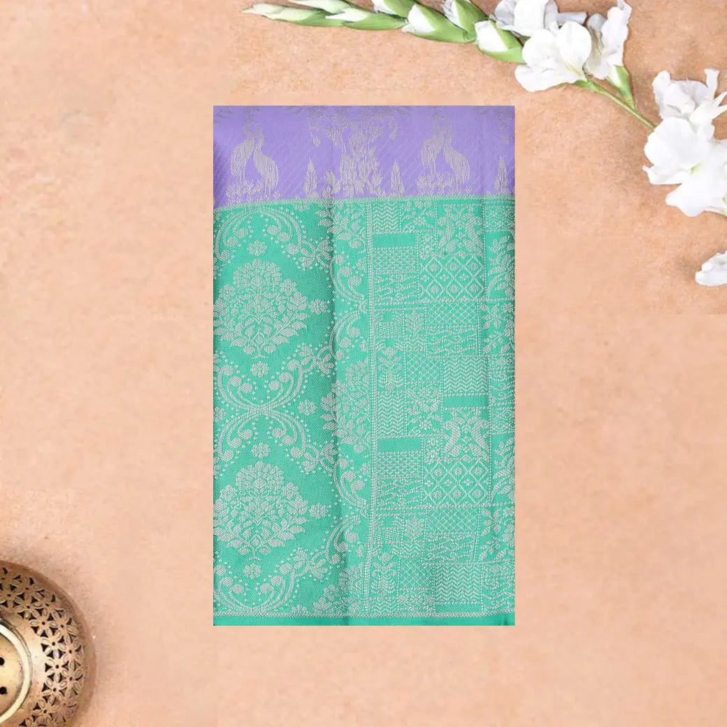 Lavender with Green  Kanchipuram Wedding silk saree
