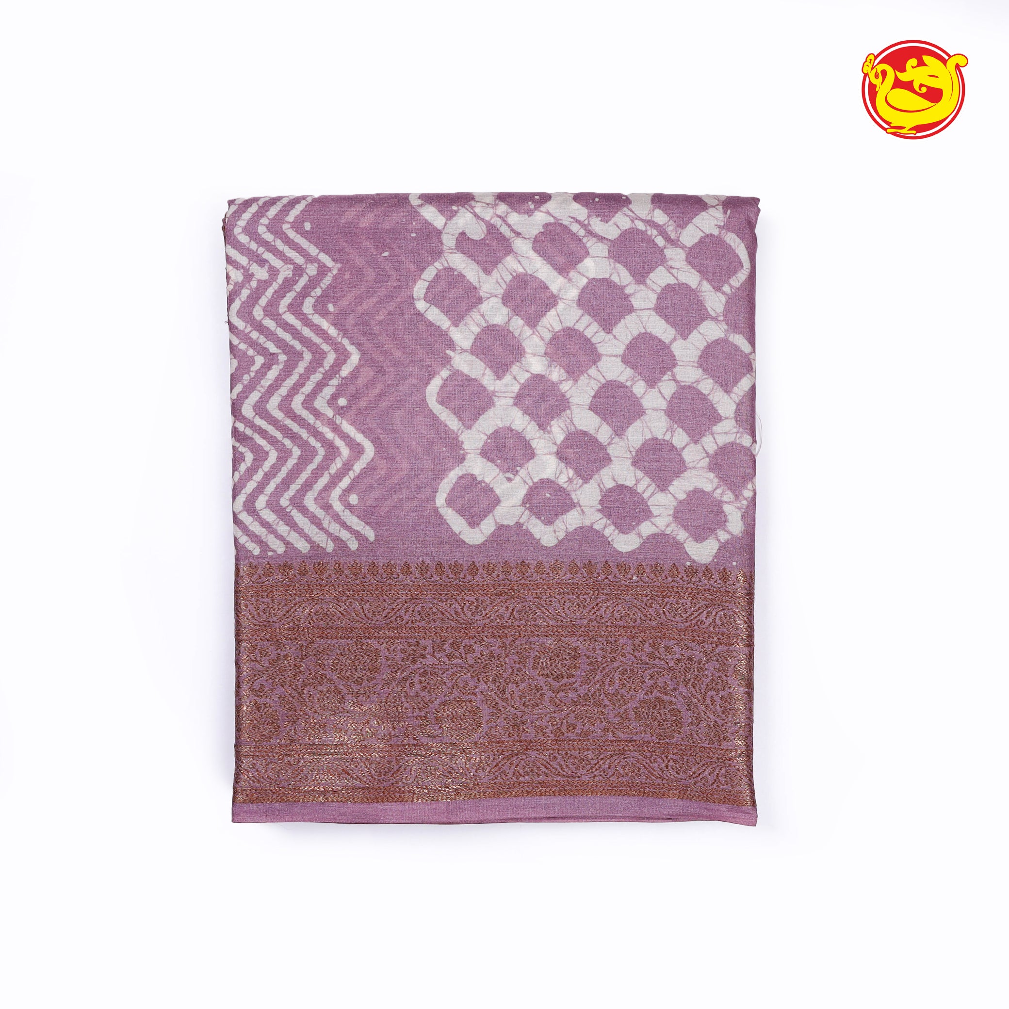 Lilac colour pure tussar saree with batik prints