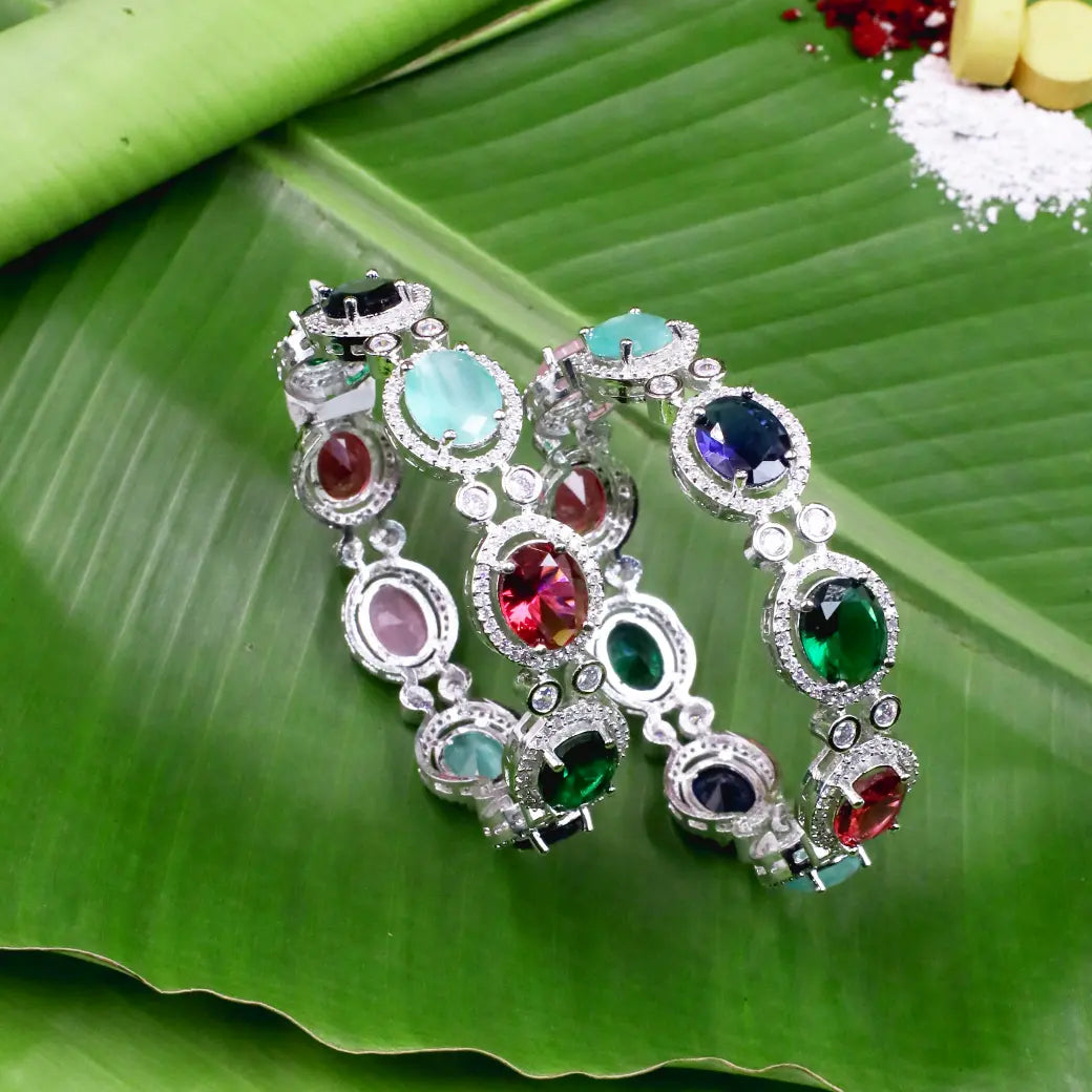 Multicolour stone bangles with white stones